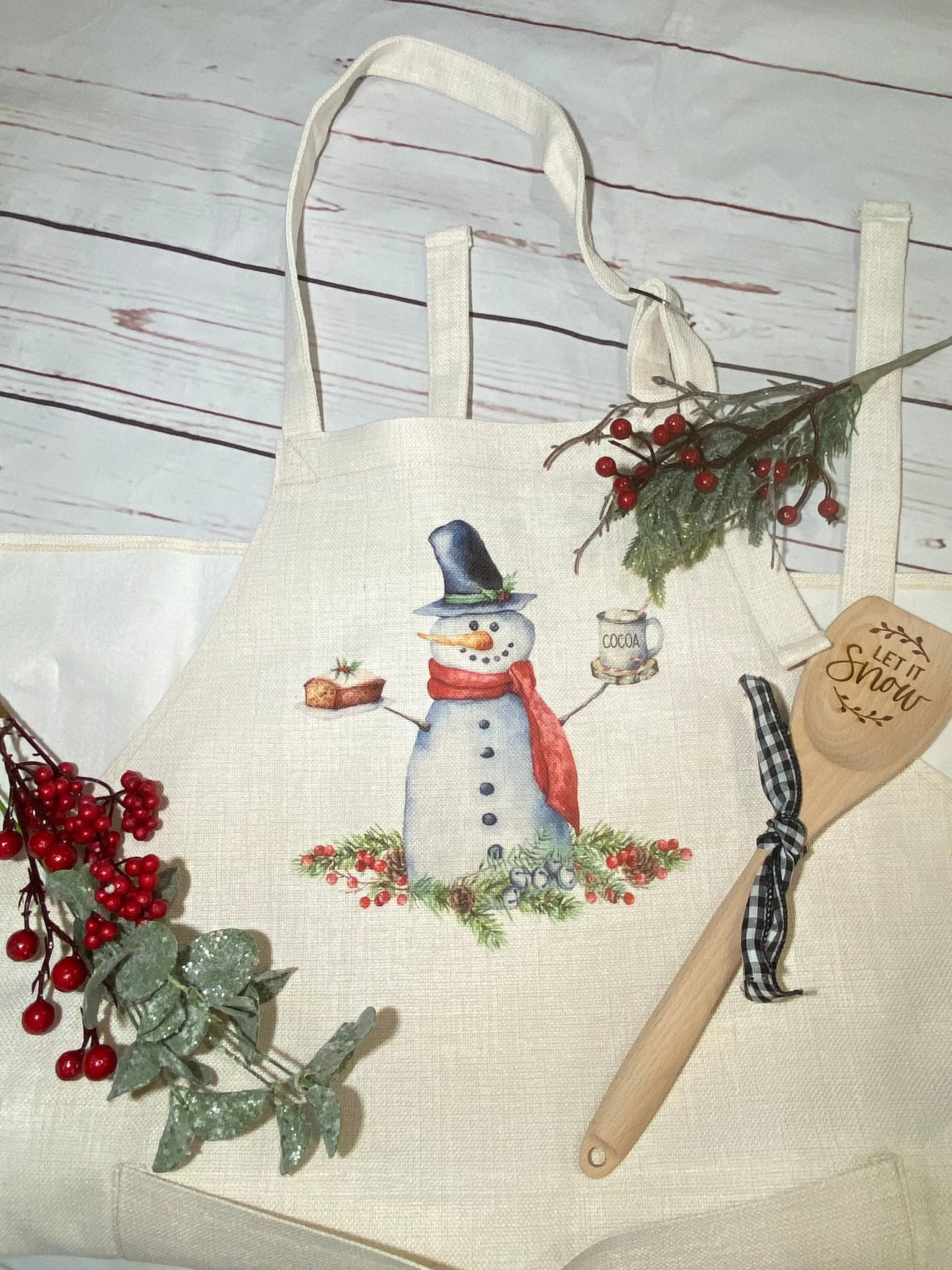 Baking Snowman Apron, Christmas Kitchen Towels, Christmas Aprons, Christmas Decor, Christmas Cookies Apron, Snowman Aprons
