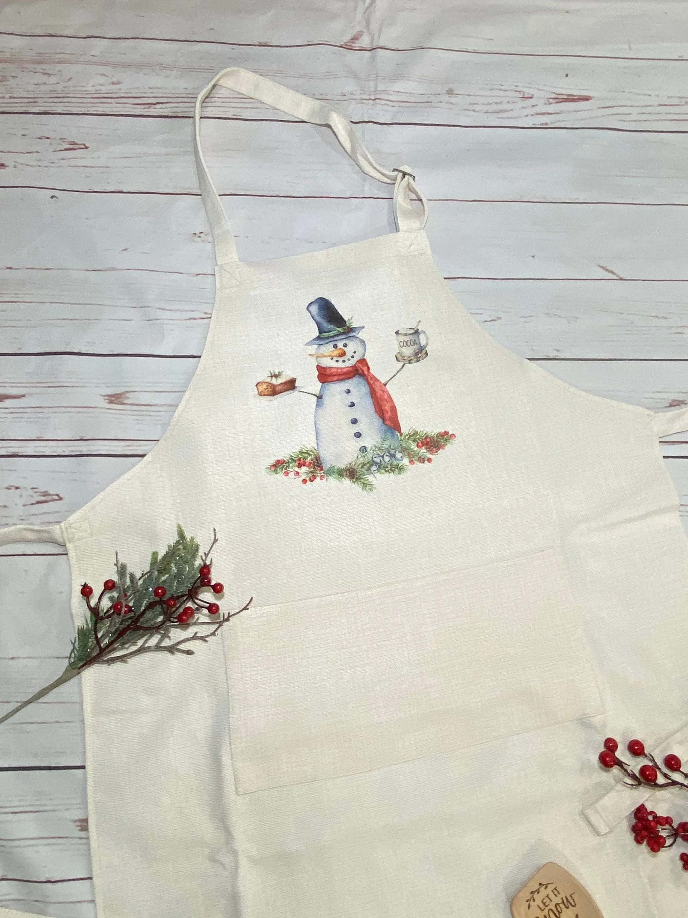 Baking Snowman Apron, Christmas Kitchen Towels, Christmas Aprons, Christmas Decor, Christmas Cookies Apron, Snowman Aprons