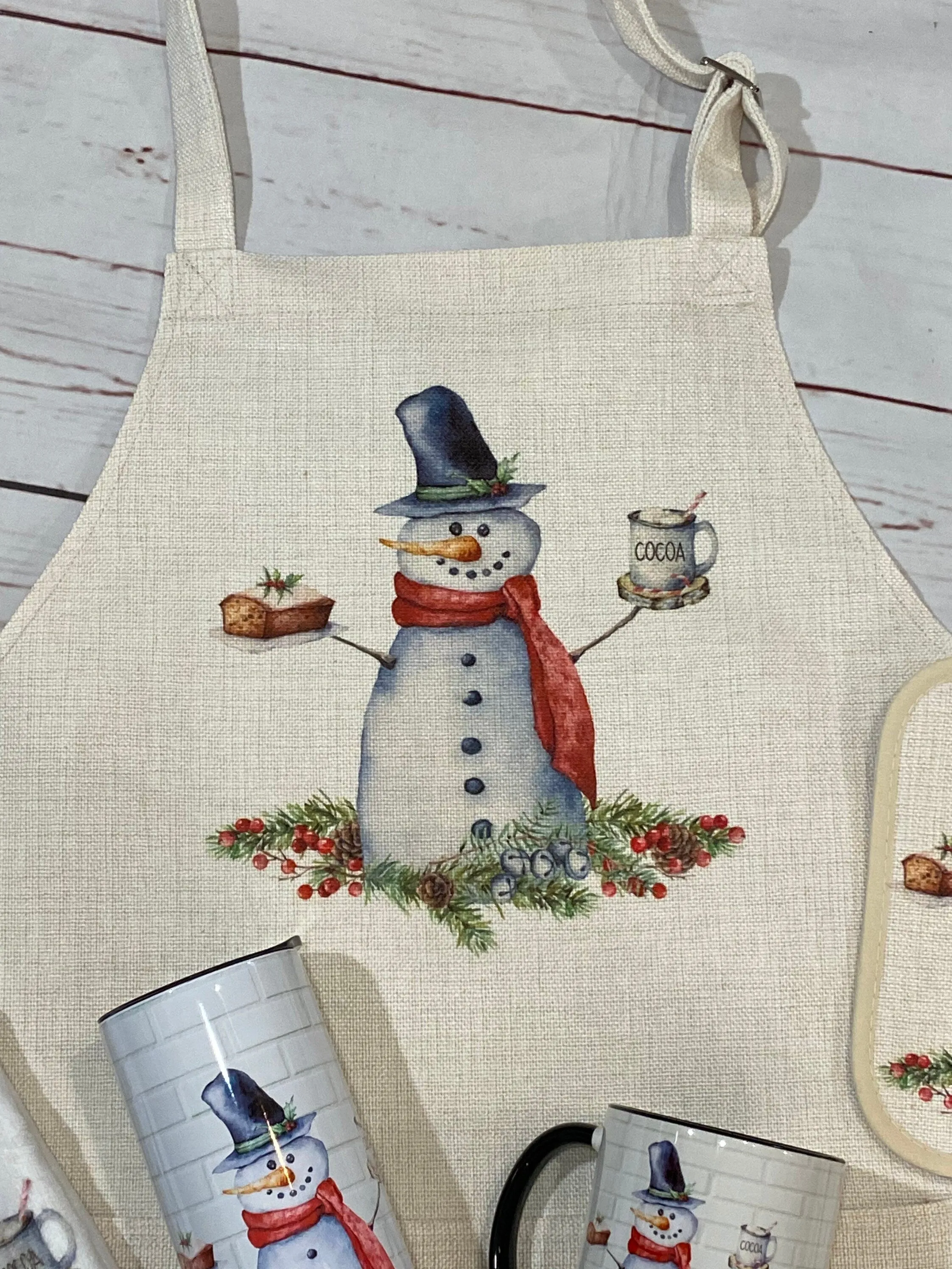 Baking Snowman Apron, Christmas Kitchen Towels, Christmas Aprons, Christmas Decor, Christmas Cookies Apron, Snowman Aprons