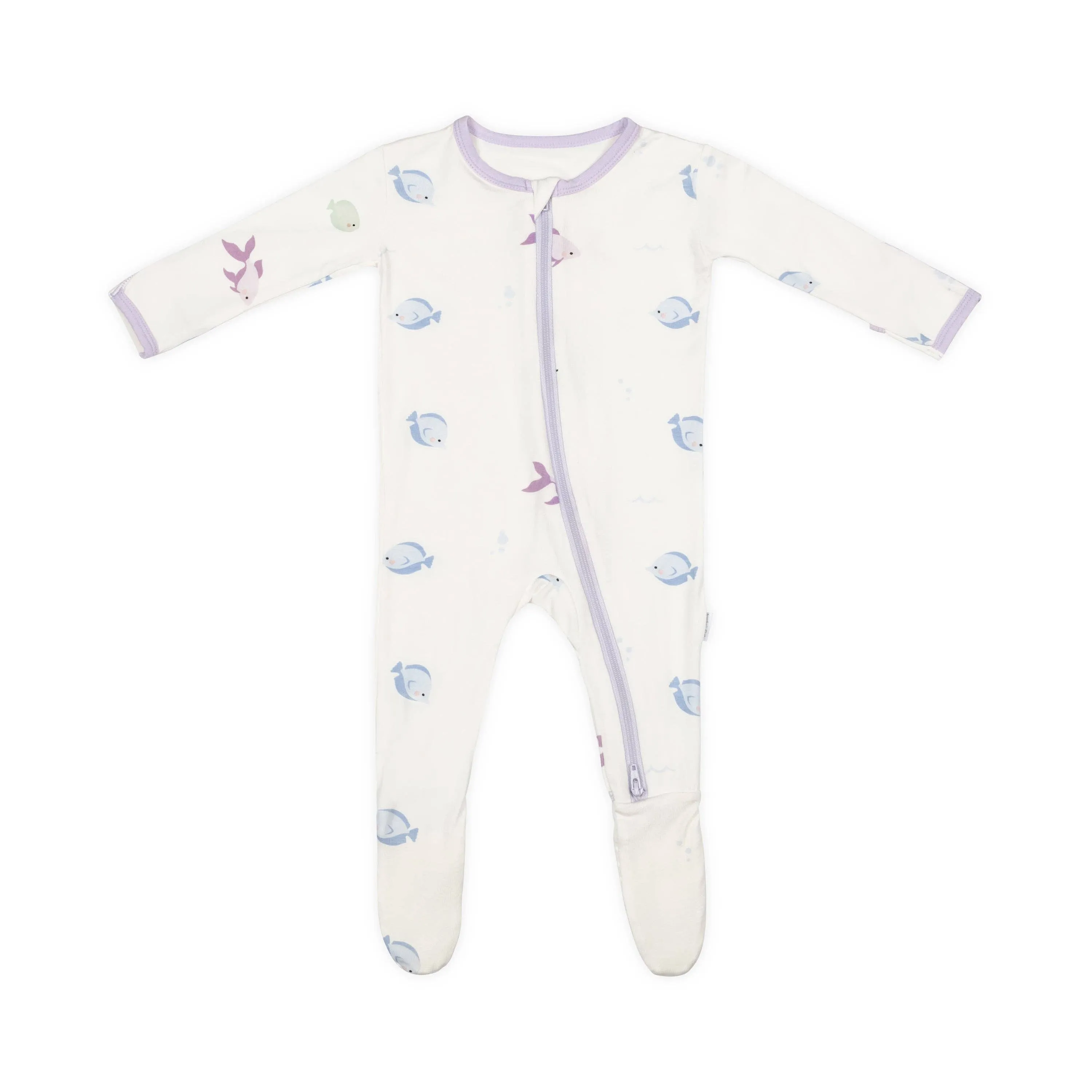 bamboo little - LAVENDER FISH ZIPPERED FOOTIE 12-18 months
