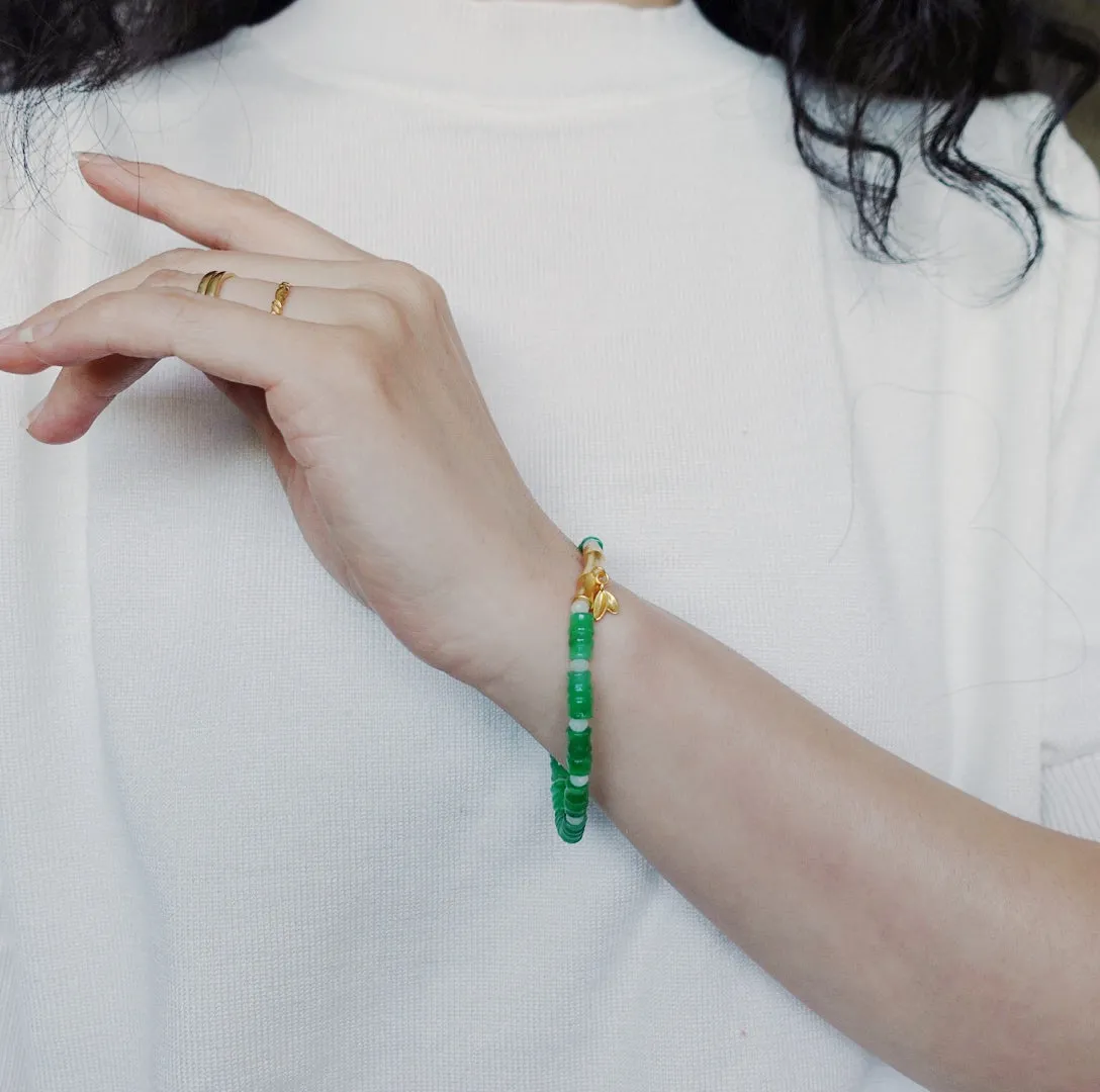 Bamboo Theme Beaded Jadeite Bracelet