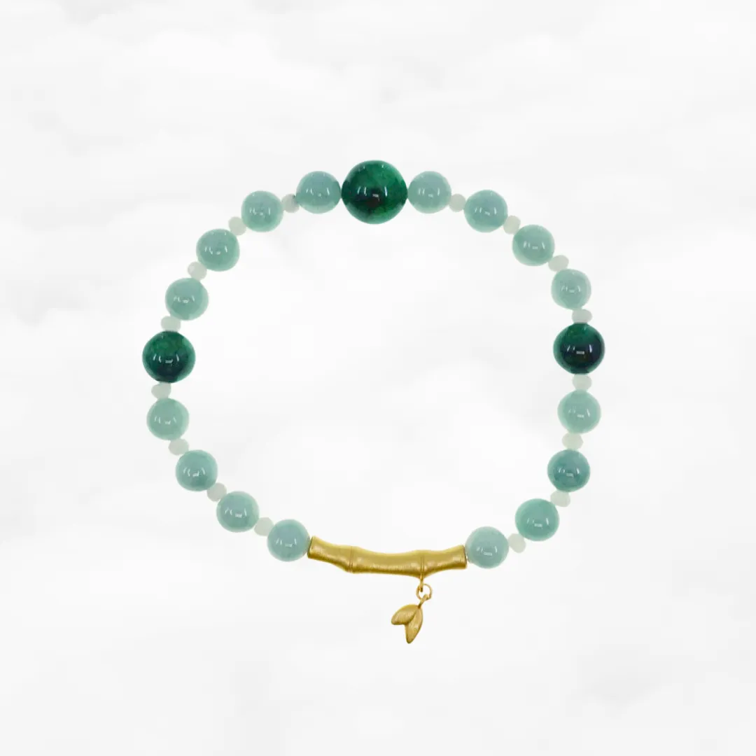 Bamboo Theme Beaded Jadeite Bracelet
