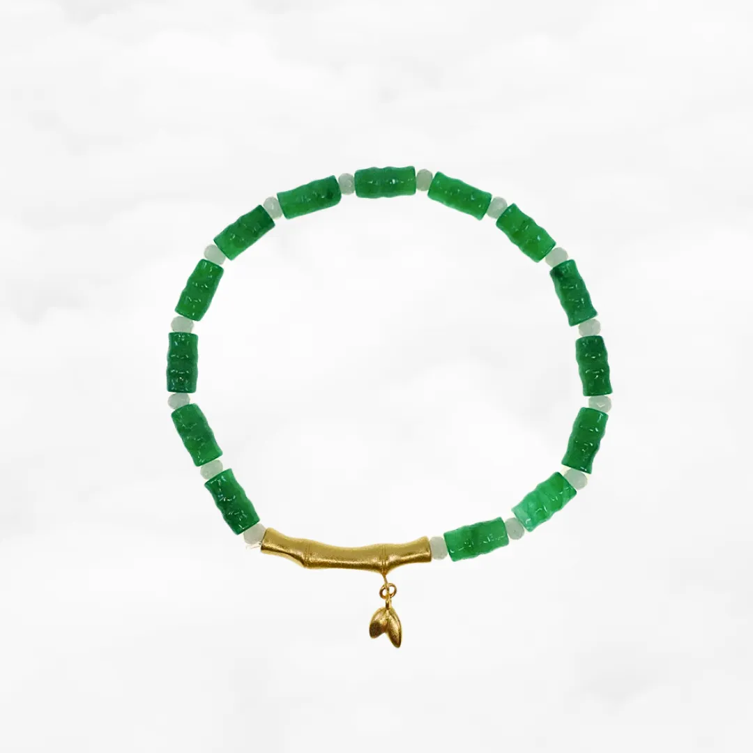 Bamboo Theme Beaded Jadeite Bracelet