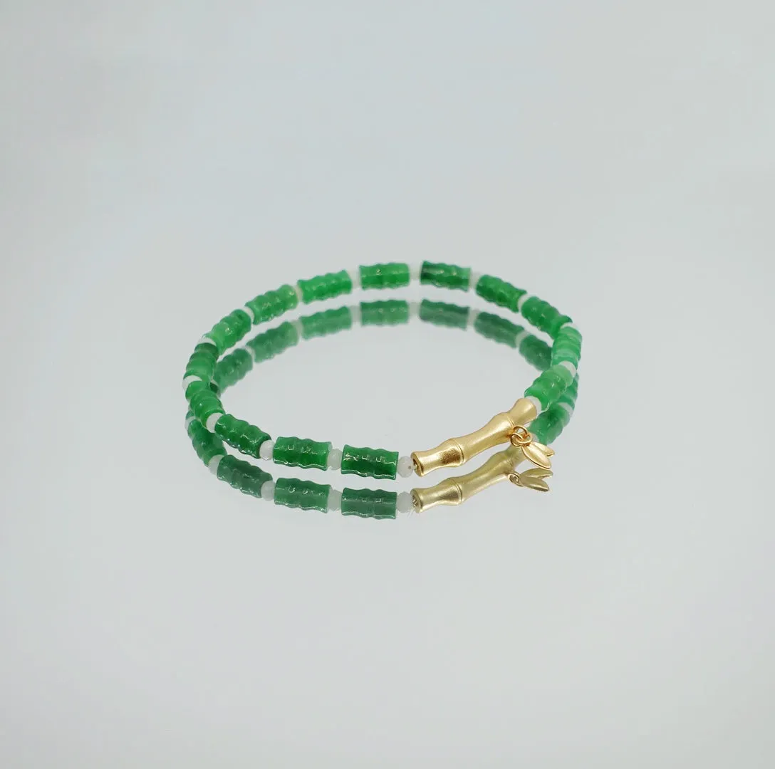 Bamboo Theme Beaded Jadeite Bracelet