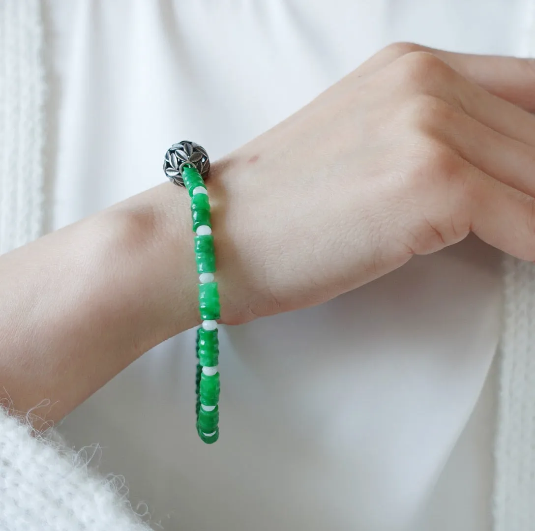 Bamboo Theme Beaded Jadeite Bracelet