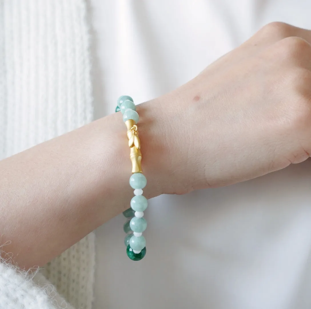 Bamboo Theme Beaded Jadeite Bracelet