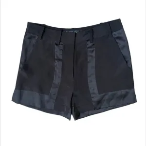 BARBARA BUI Womens NWT Silk Shorts FR 36 US 4 Black Tuxedo Satin Crepe