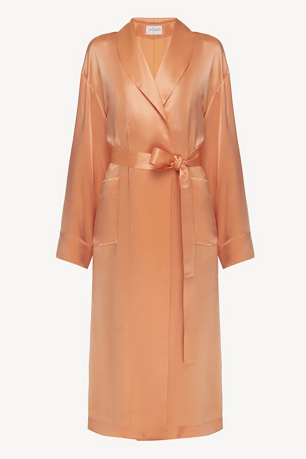 Basic silk robe in orange