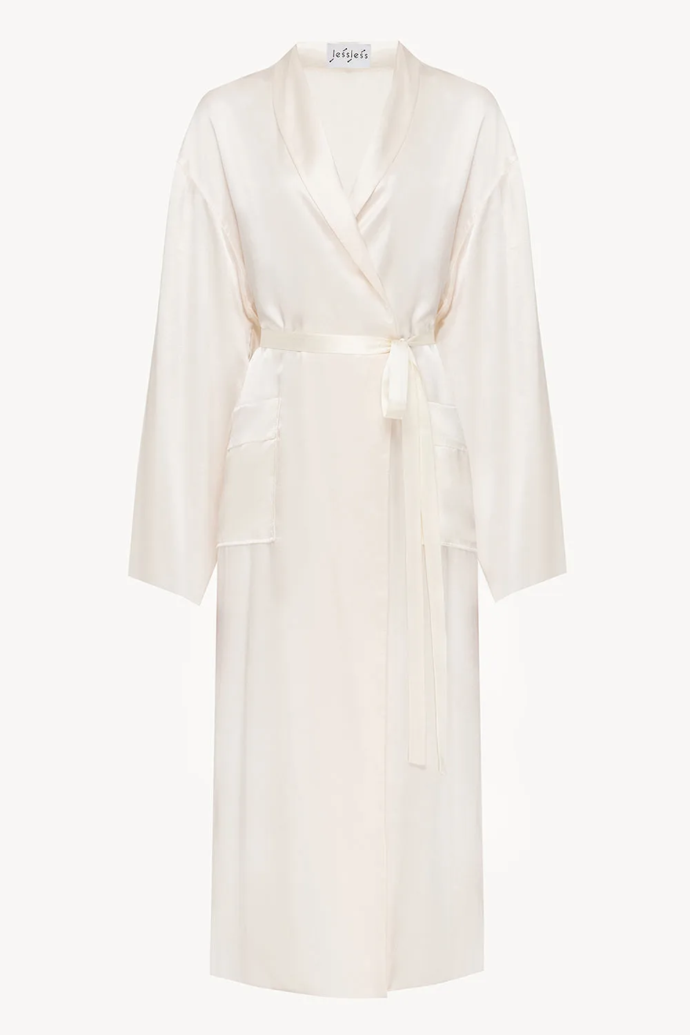 Basic silk robe in white