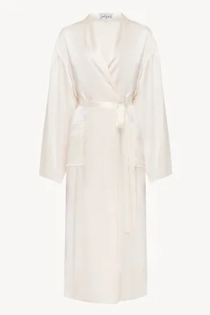 Basic silk robe in white