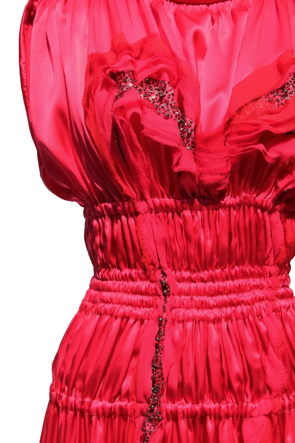 Beaded Heart Embroidery Silk Dress