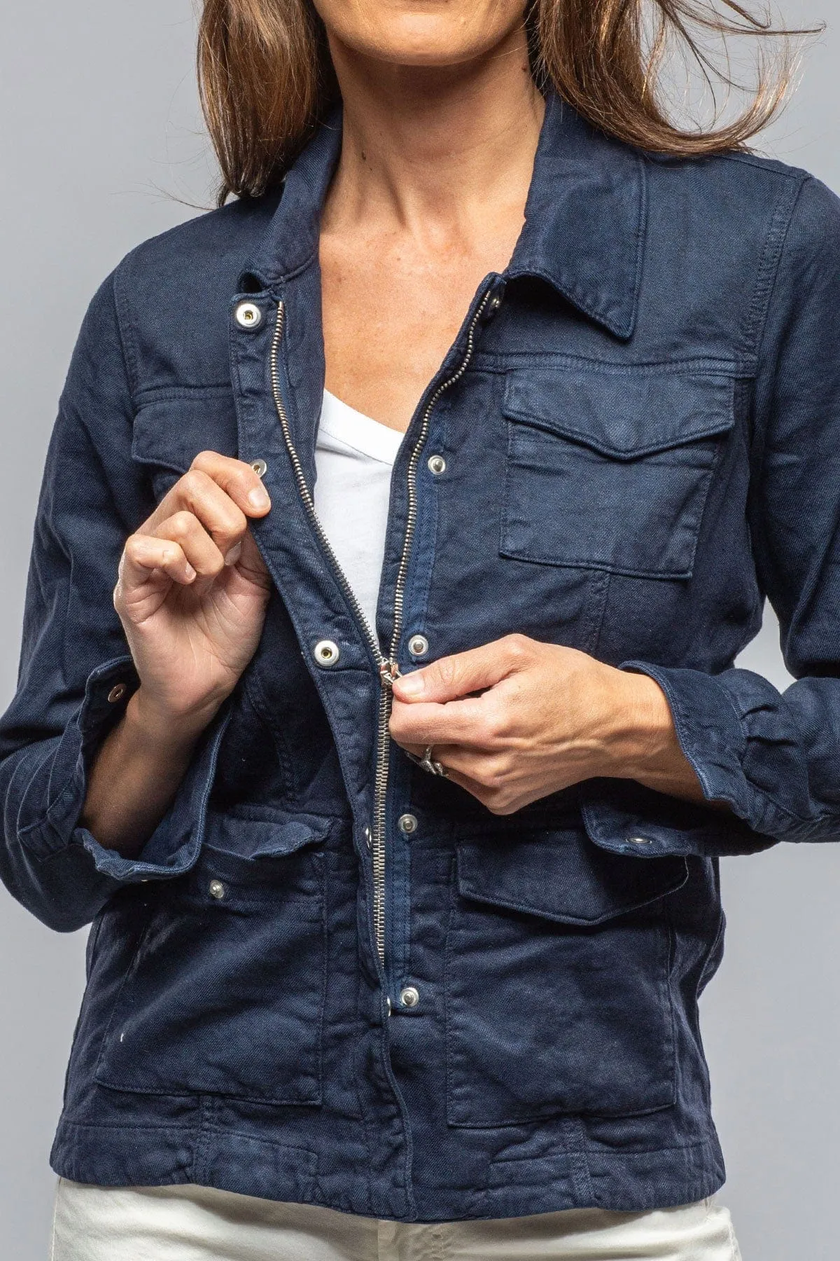 Beale Cotton Linen Jacket In Navy
