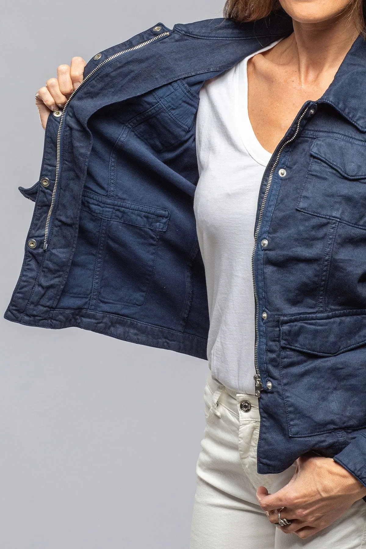 Beale Cotton Linen Jacket In Navy