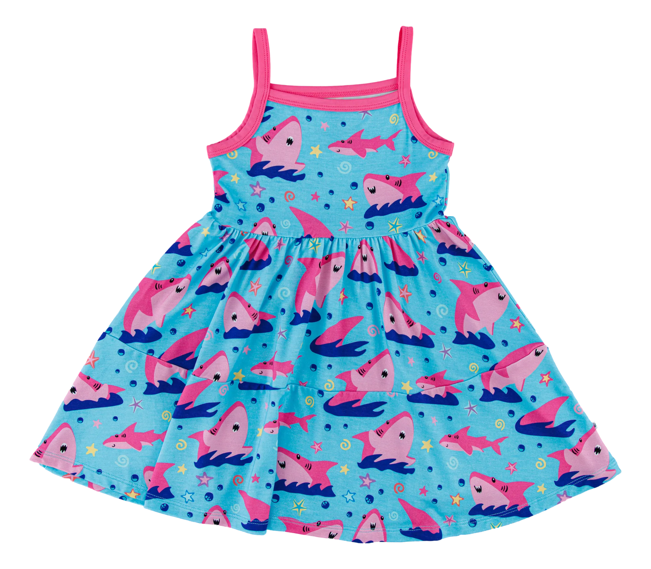 Birdie Bean Gwen Teal Sharks Print Girls Birdie Dress