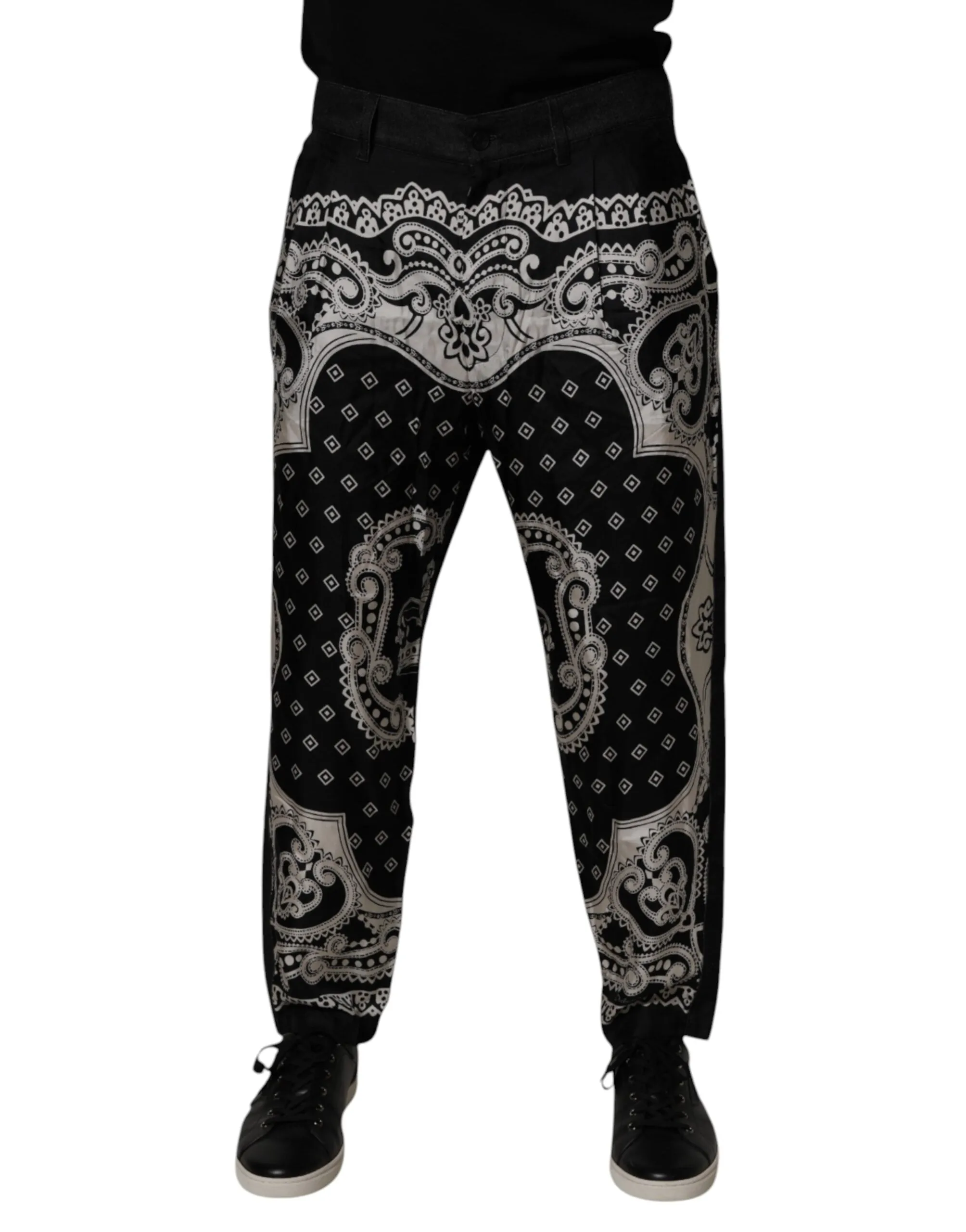 Black Bandana Cotton Skinny Denim Jeans