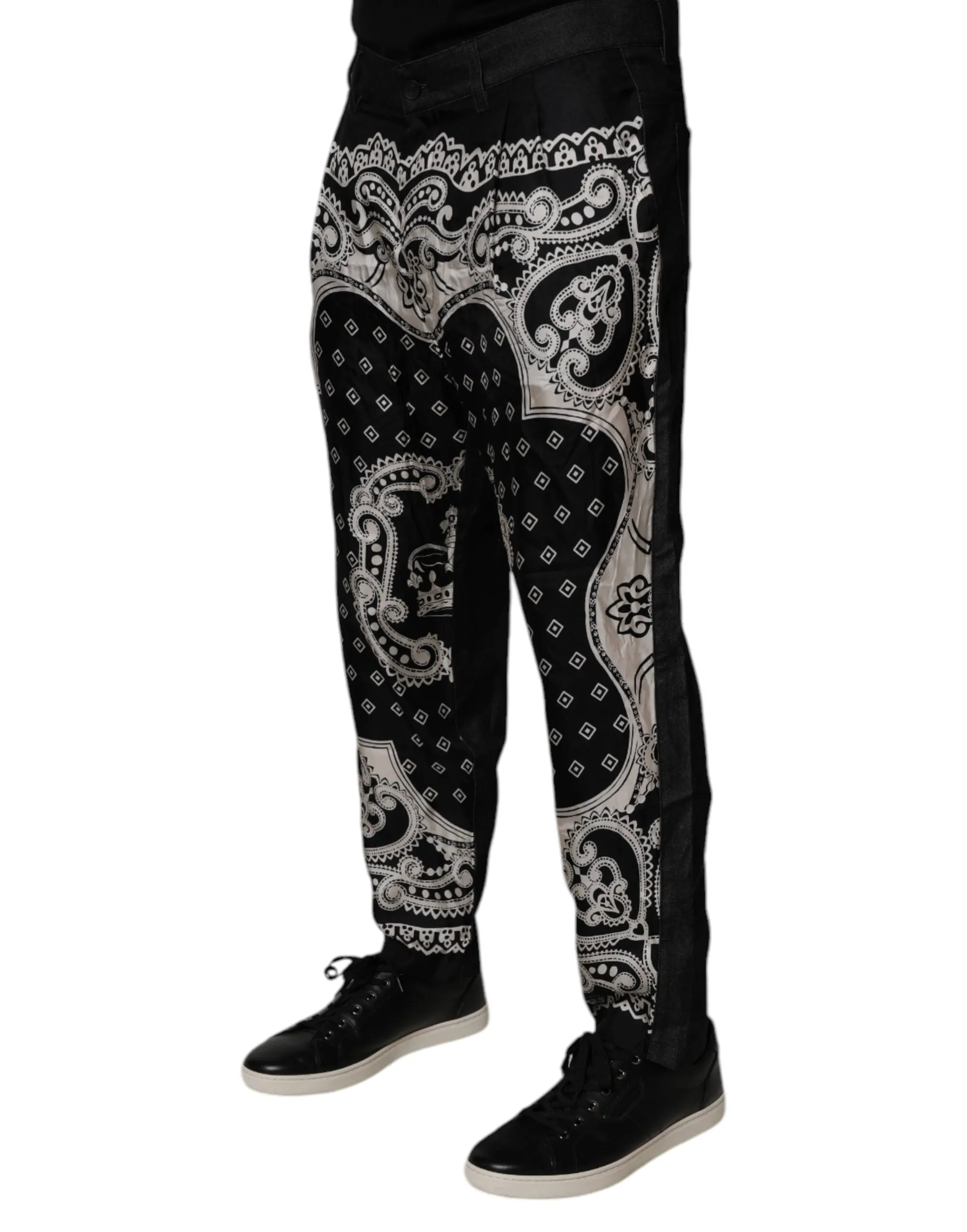 Black Bandana Cotton Skinny Denim Jeans