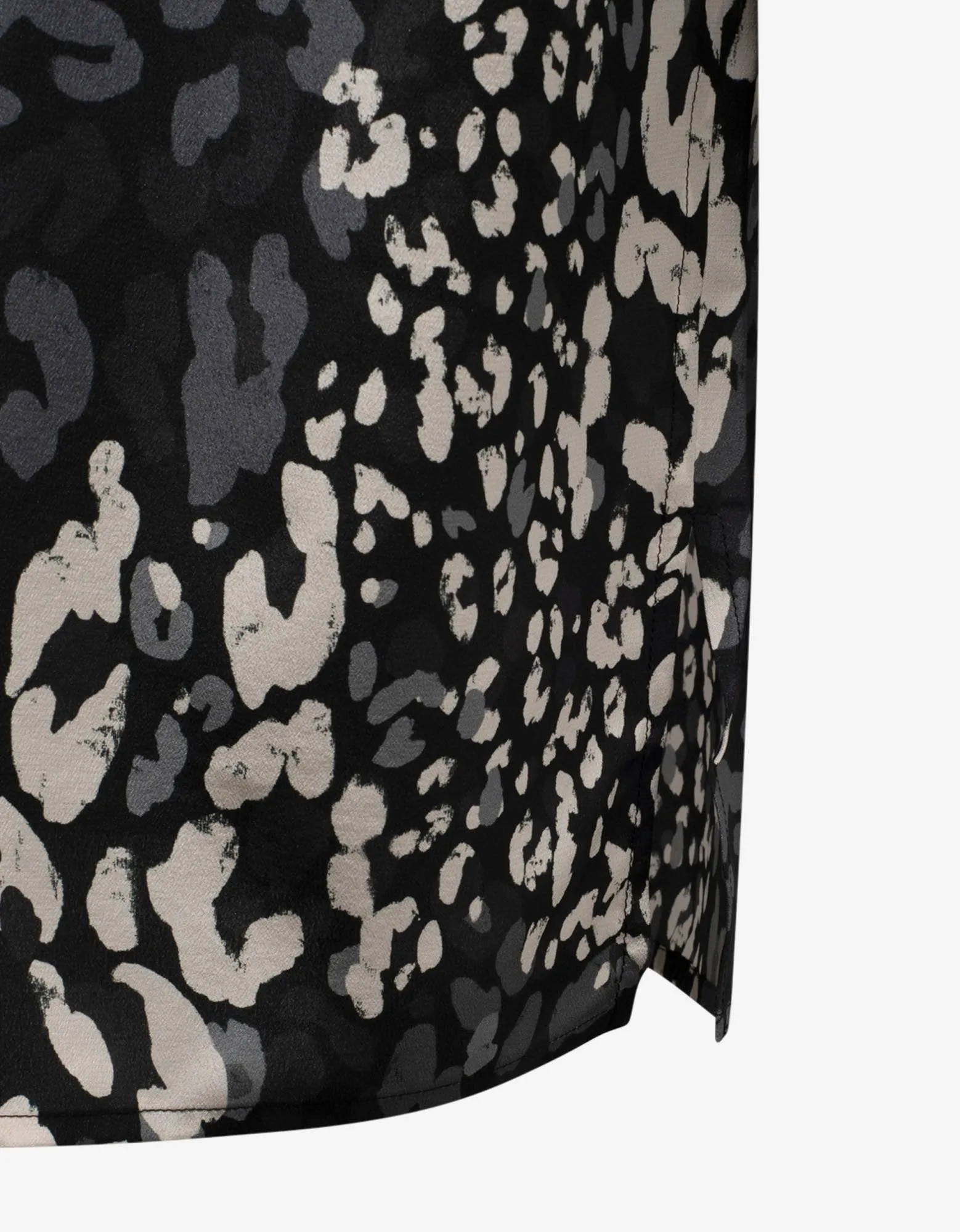 Black Leopard Print Silk Shirt