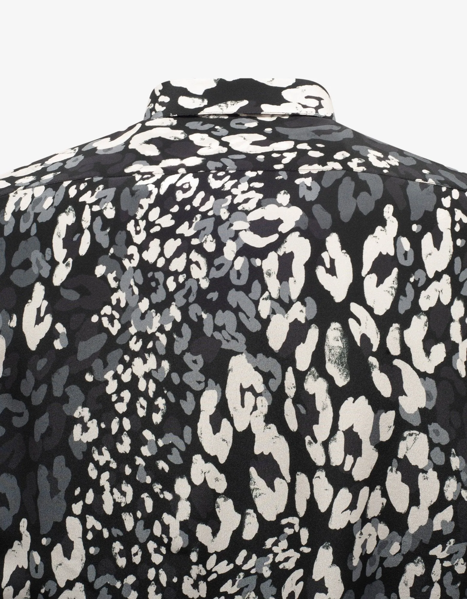 Black Leopard Print Silk Shirt