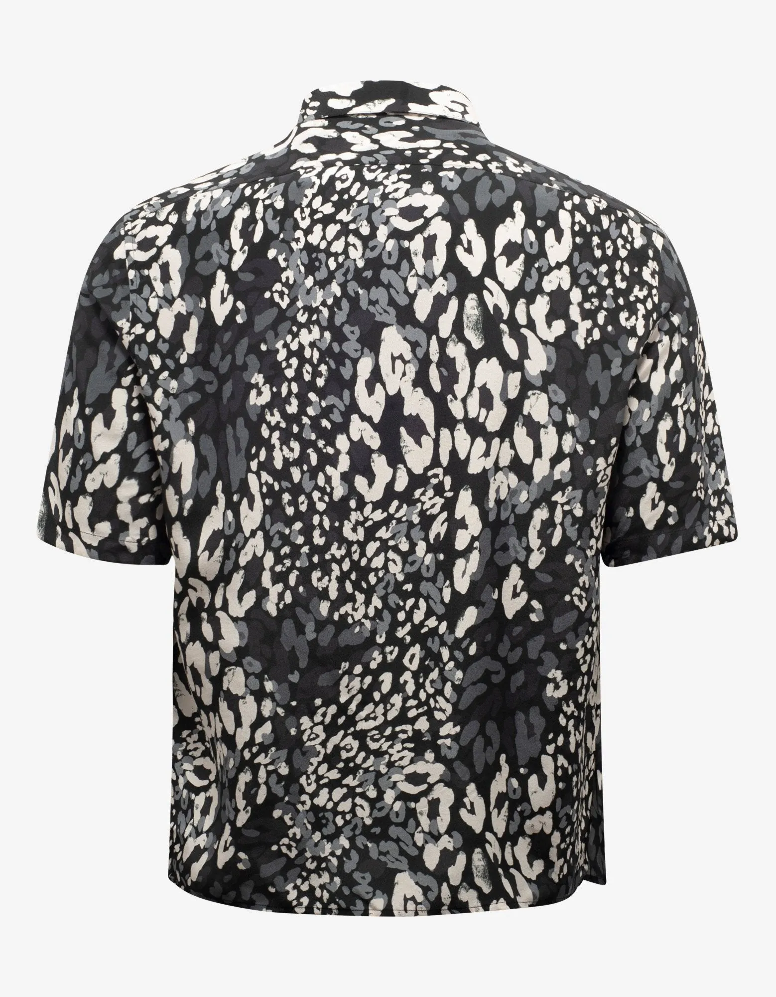 Black Leopard Print Silk Shirt