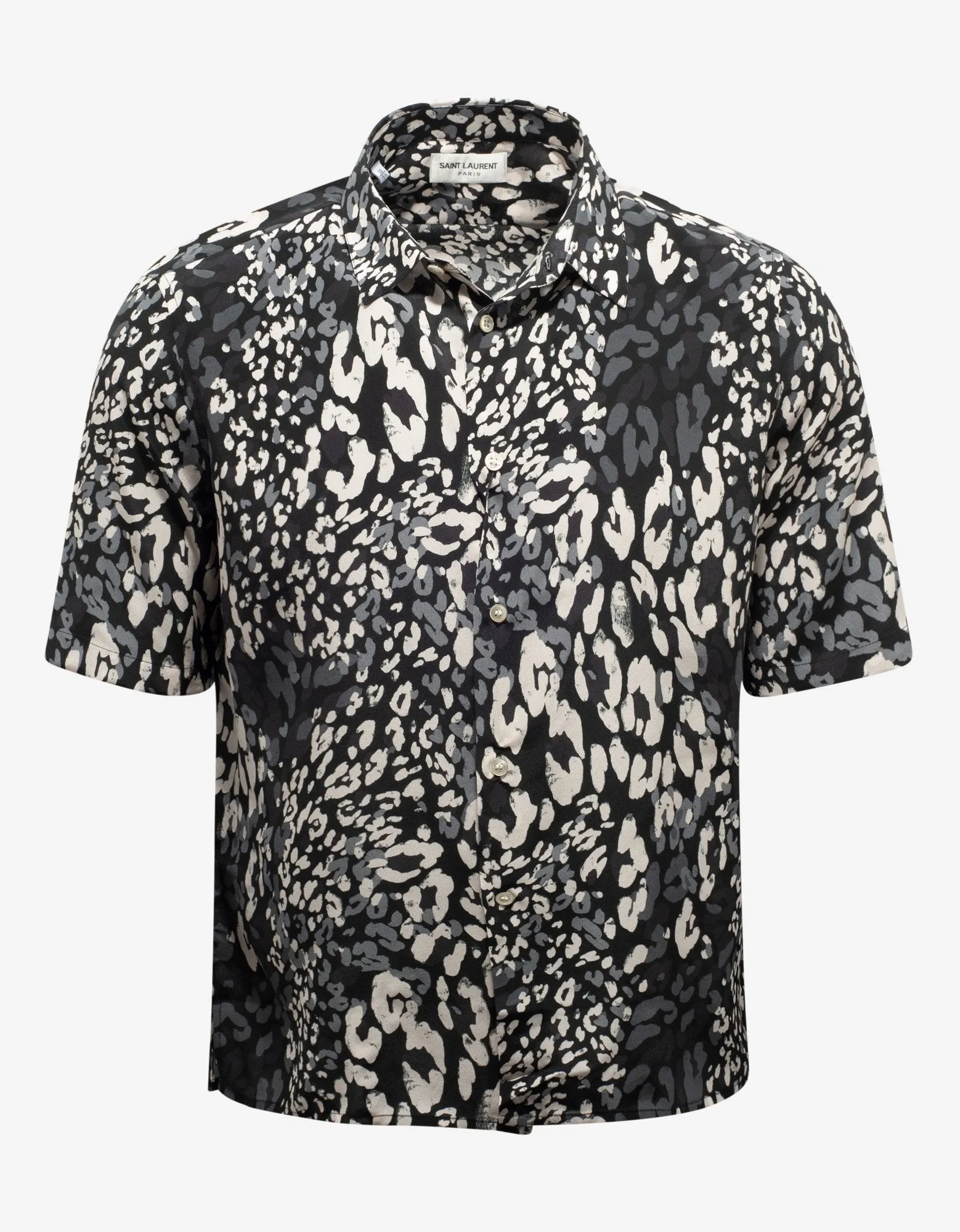Black Leopard Print Silk Shirt