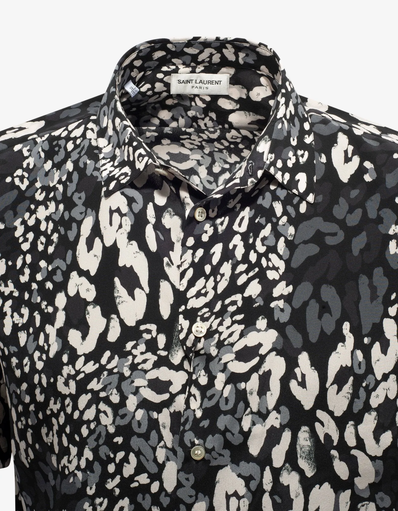 Black Leopard Print Silk Shirt