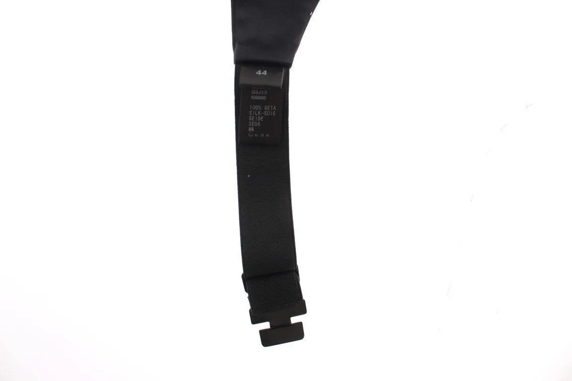 Black Polka Dotted Waist Belt Silk Cummerbund