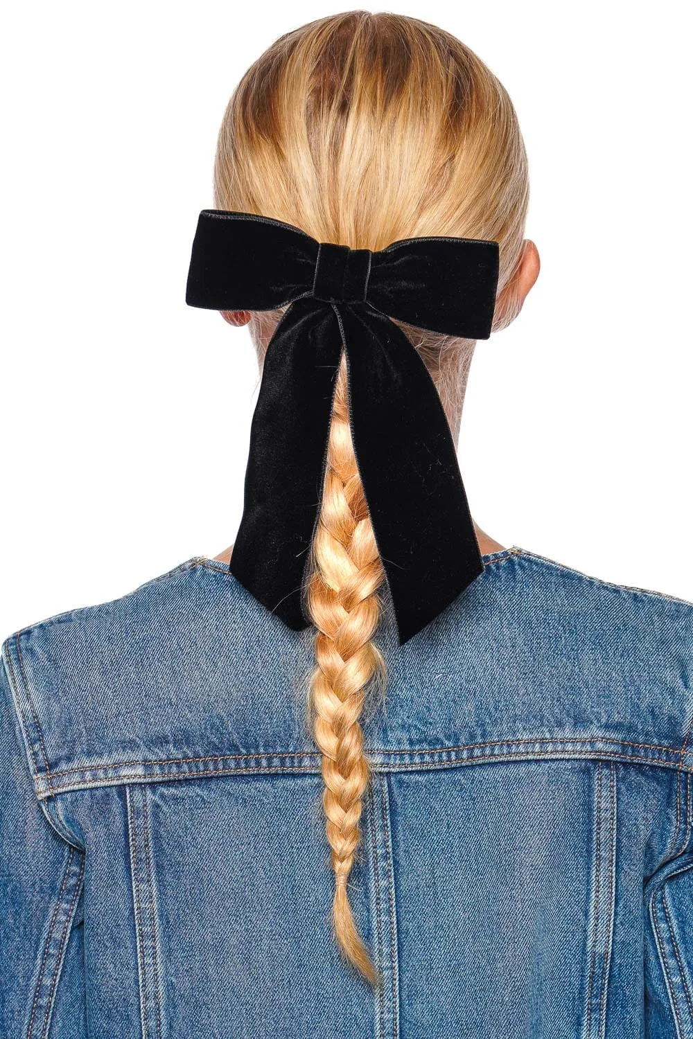 Black Wide Velvet Bow Barrette