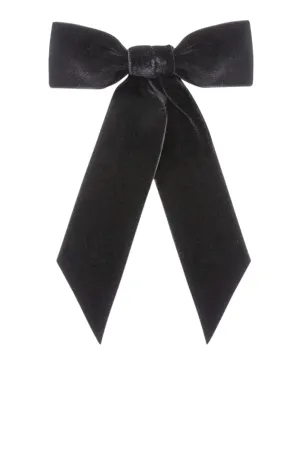 Black Wide Velvet Bow Barrette