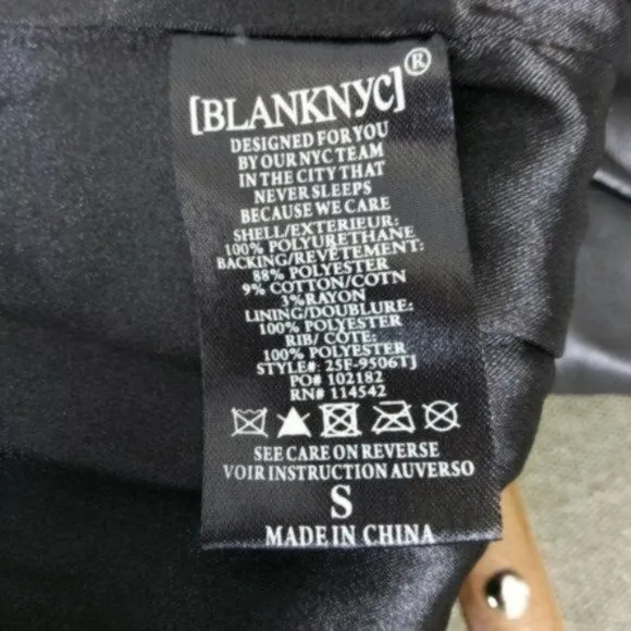 Blank NYC Faux Leather Moto Jacket Black Small