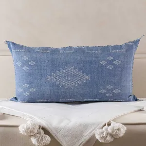 Blue Cactus silk pillow cover