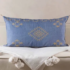 Blue Cactus silk pillow cover