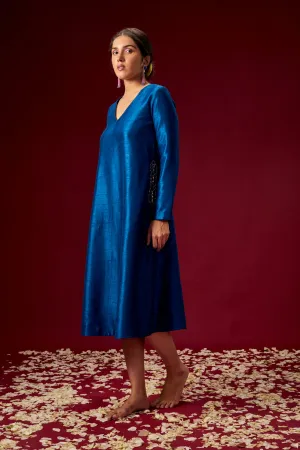 Blue Kurta With Embellished Pockets