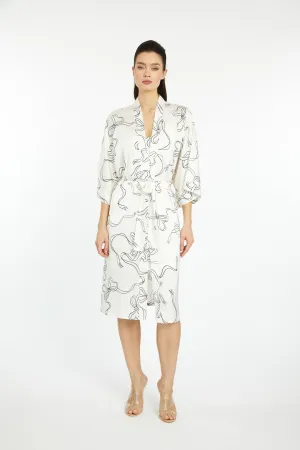 Bow White Silky Kimono