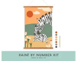 Breathe People - Zebra Family Paint-by-Number Kit for Kids: Kit   Magnetic Frame