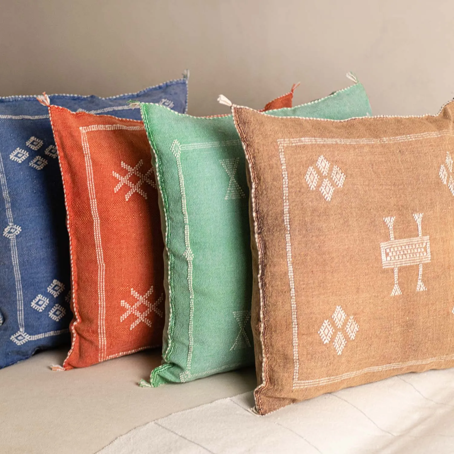 Brown Cactus silk pillow cover