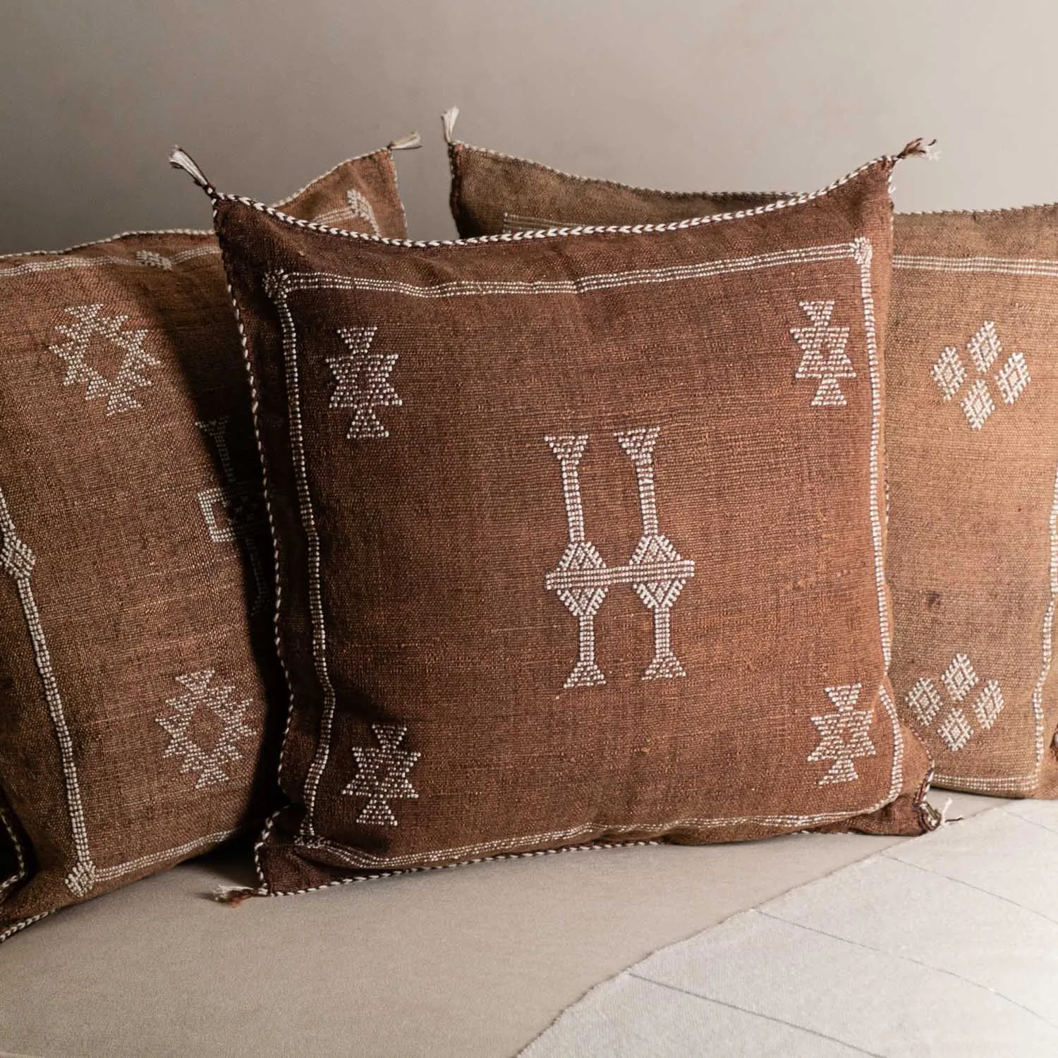Brown Cactus silk pillow cover