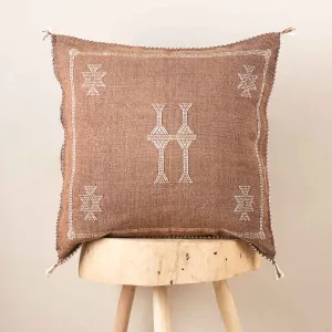 Brown Cactus silk pillow cover