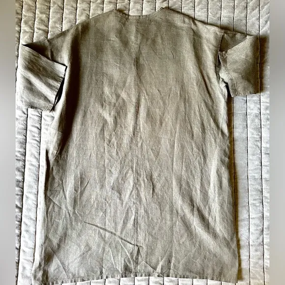 Bryn Walker Linen Bingley Tunic Dress - Olive Green - XS