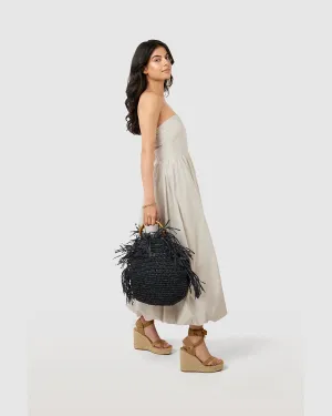 Bucket bag with bamboo Handle