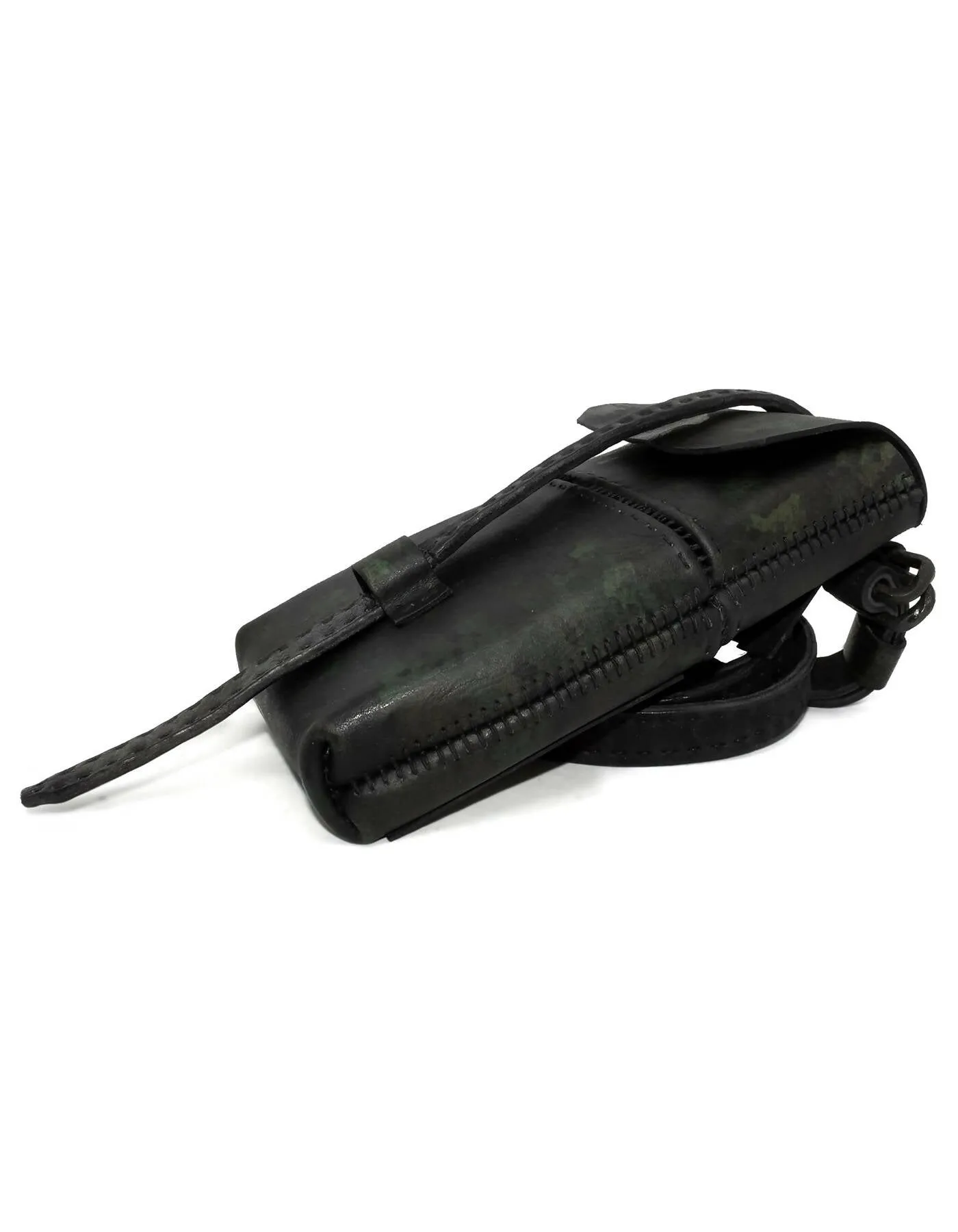 buffalo leather open seam cross body bag