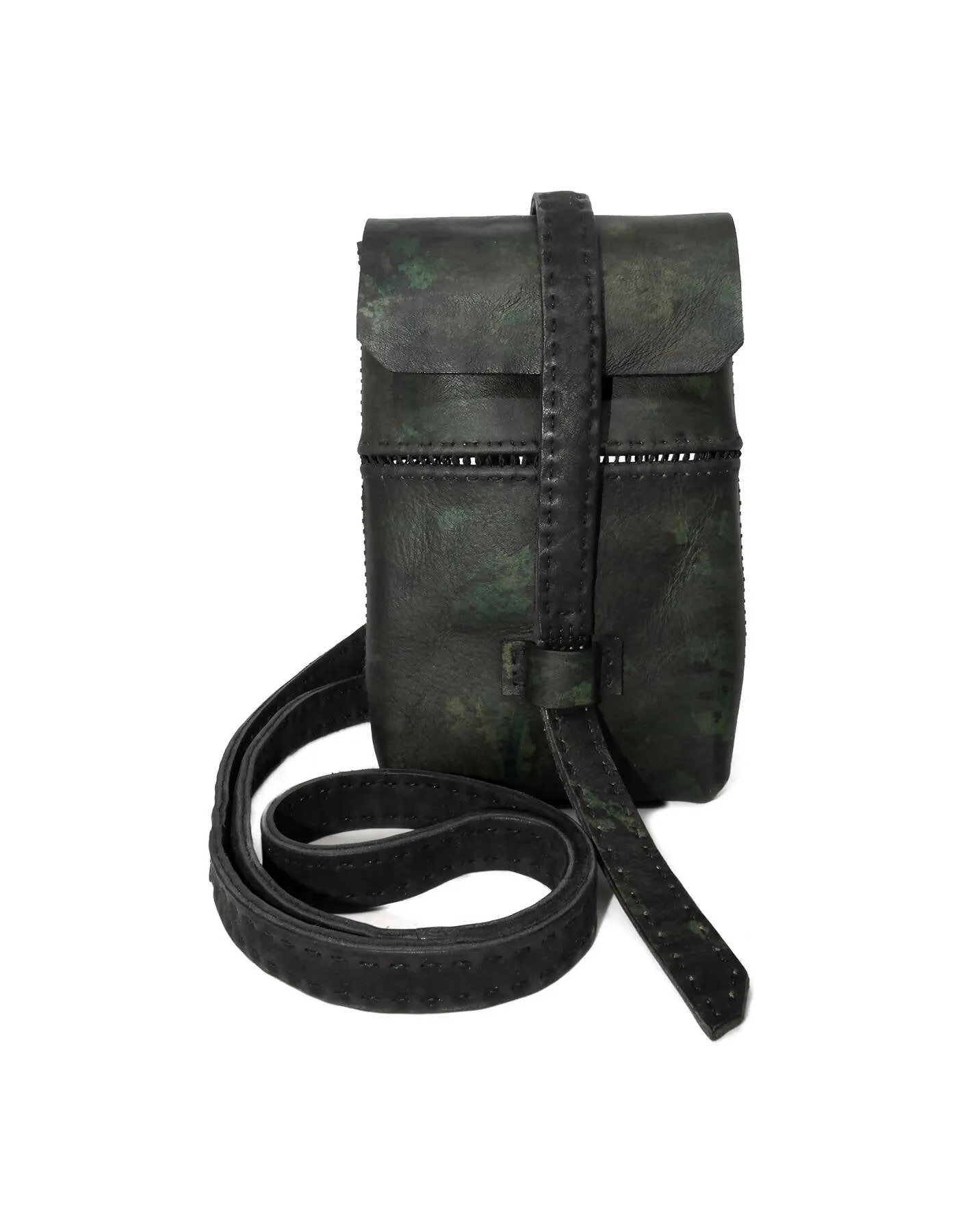 buffalo leather open seam cross body bag