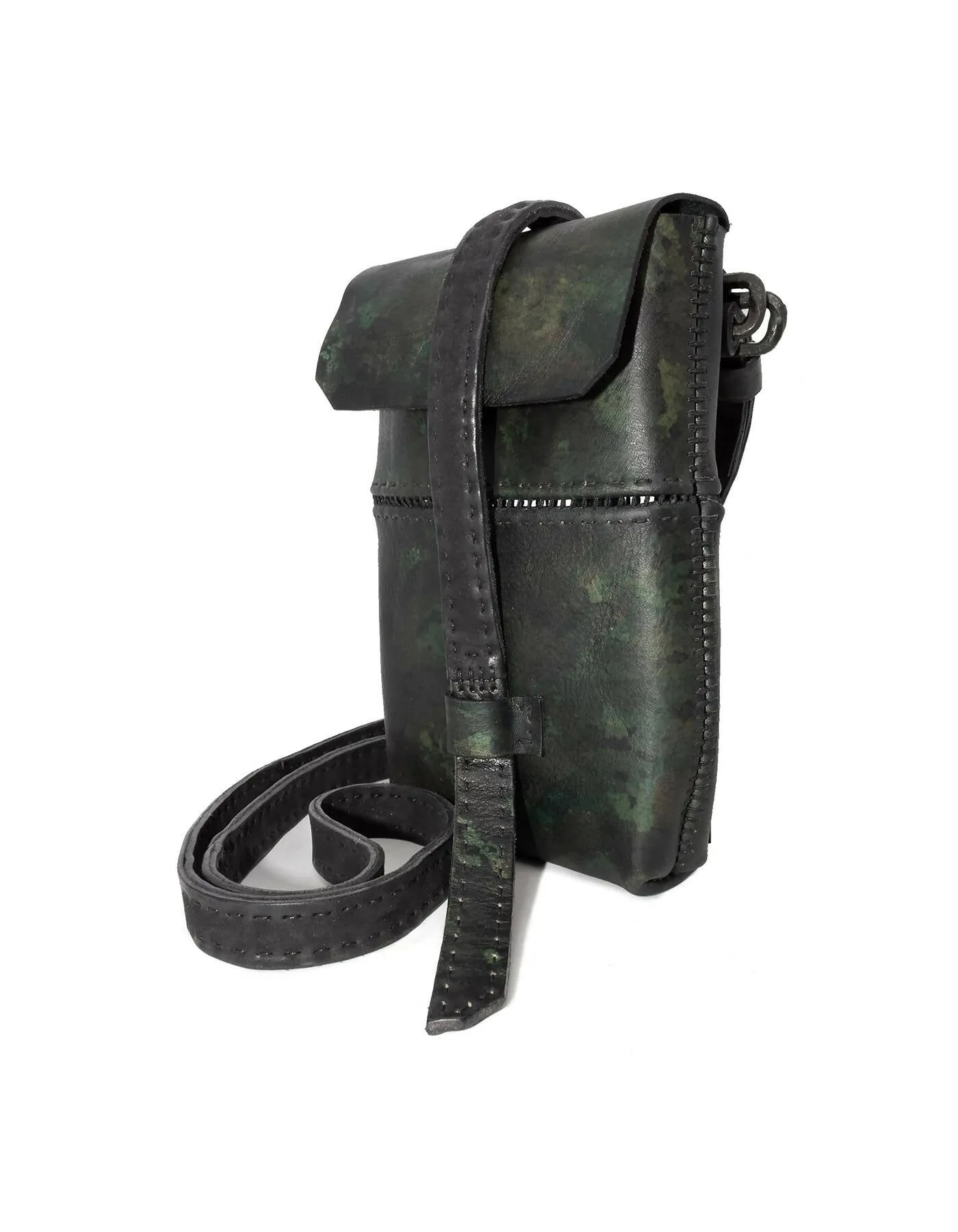 buffalo leather open seam cross body bag