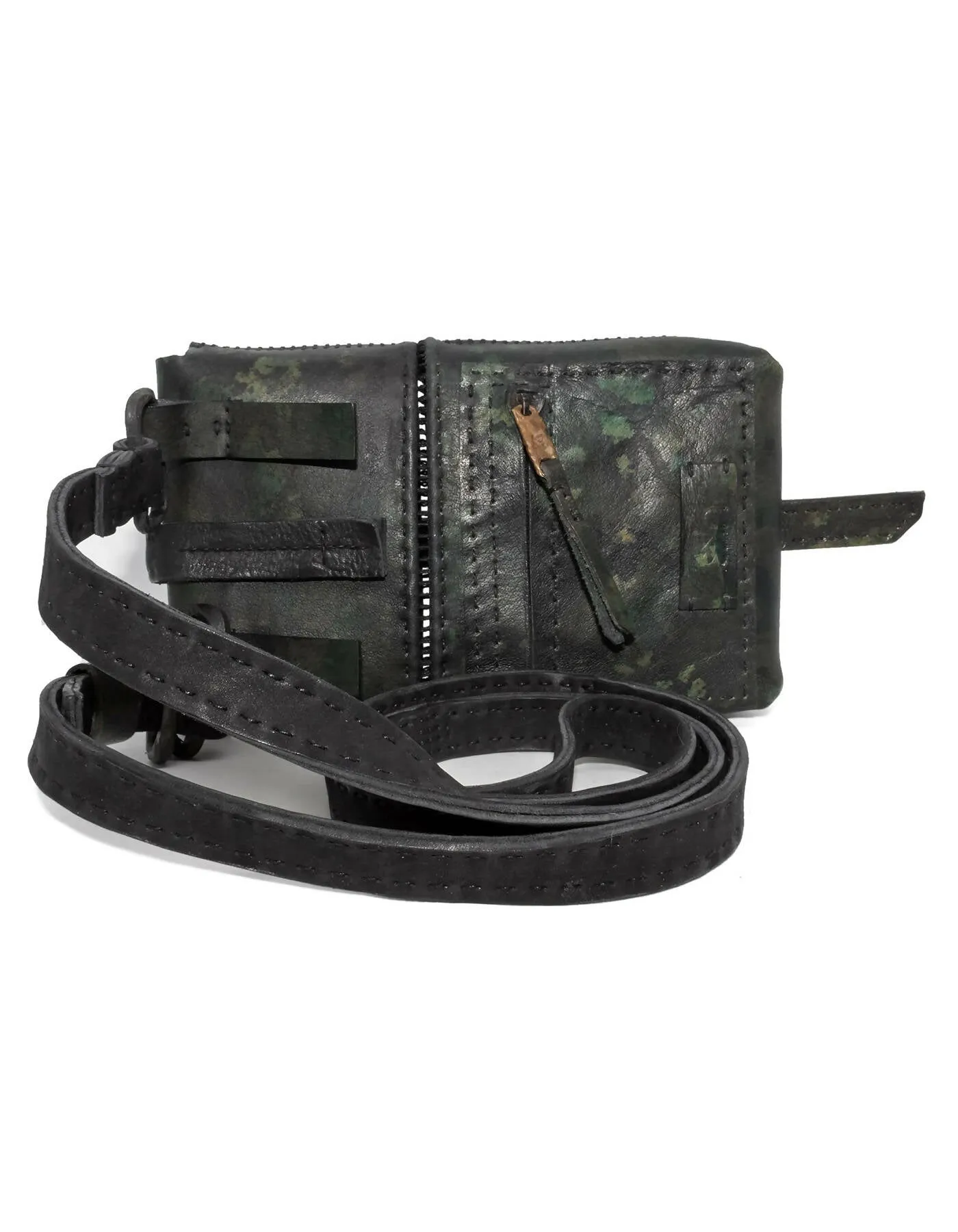 buffalo leather open seam cross body bag