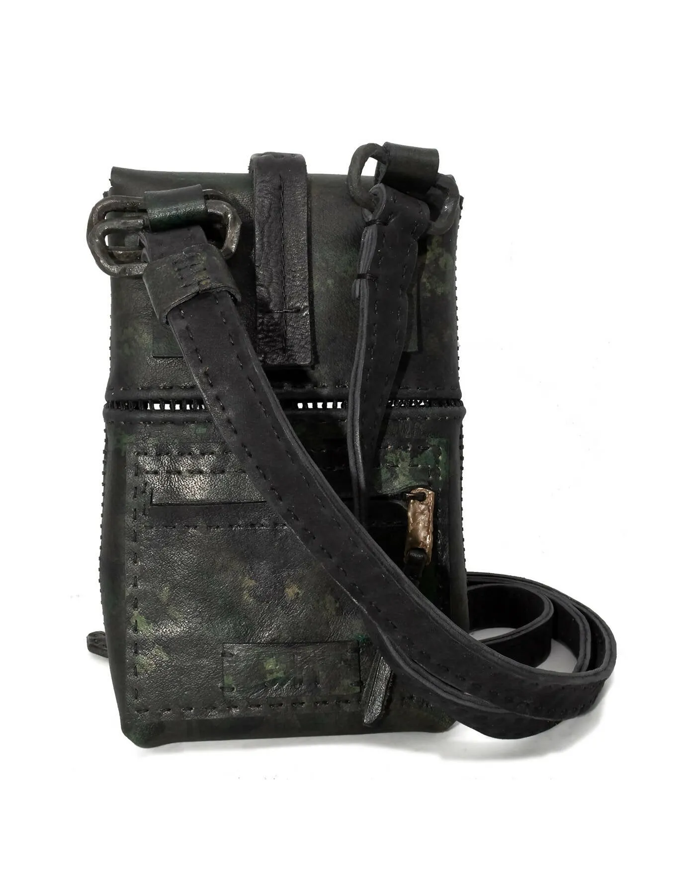 buffalo leather open seam cross body bag