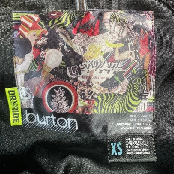 Burton-XS dry ride full zip hooded puffer vest. 2pockets Black/multi color. EUC!