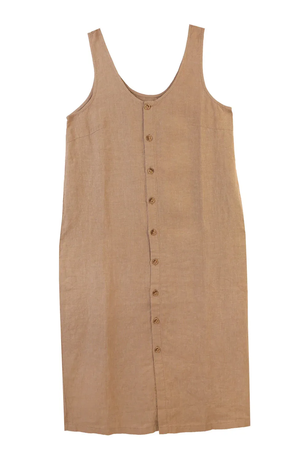 Button Front Slip Dress in Stone | LF Markey