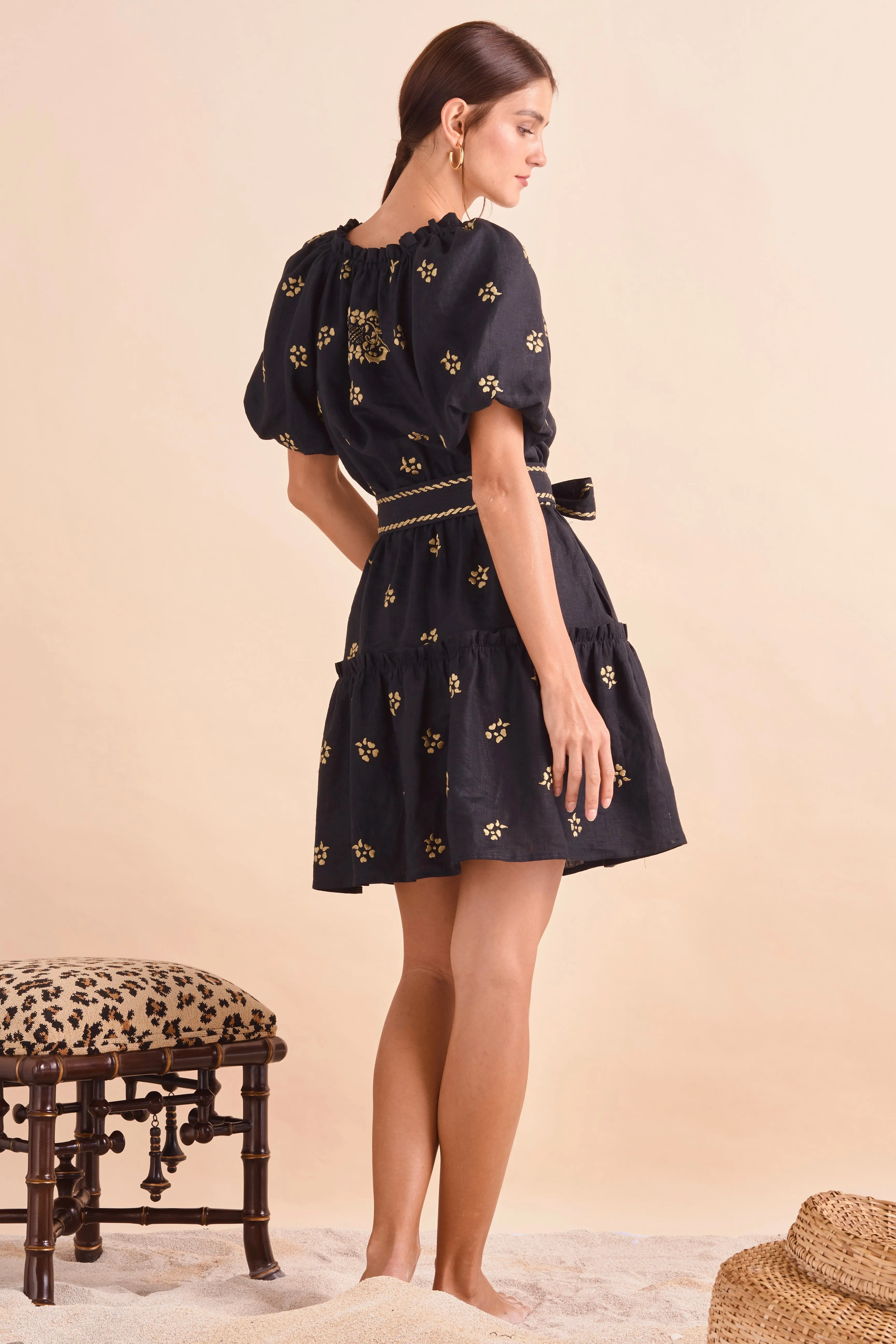 Carmen Dress, Blk Khaki