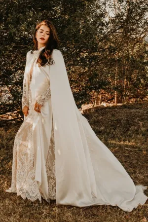 Carolina Cathedral Length Silk Bridal Cape