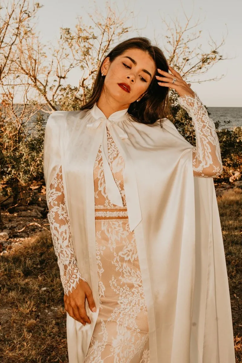 Carolina Cathedral Length Silk Bridal Cape