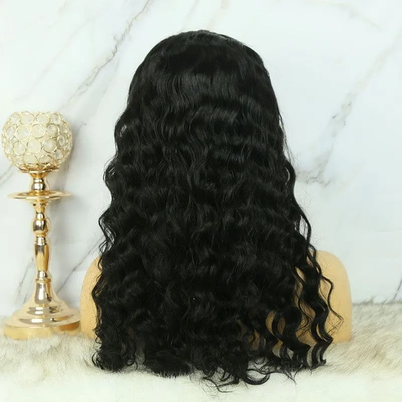 Cathy Bangs Loose Wave Silk Base 4x4 Closure Wigs